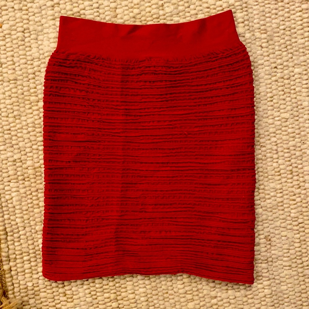 Love Culture Cherry Red Ruched Body Con Skirt